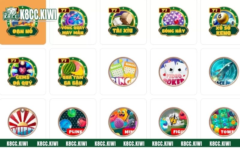 K8CC sở hữu hệ thống game cực kỳ đa dạng, độc quyền